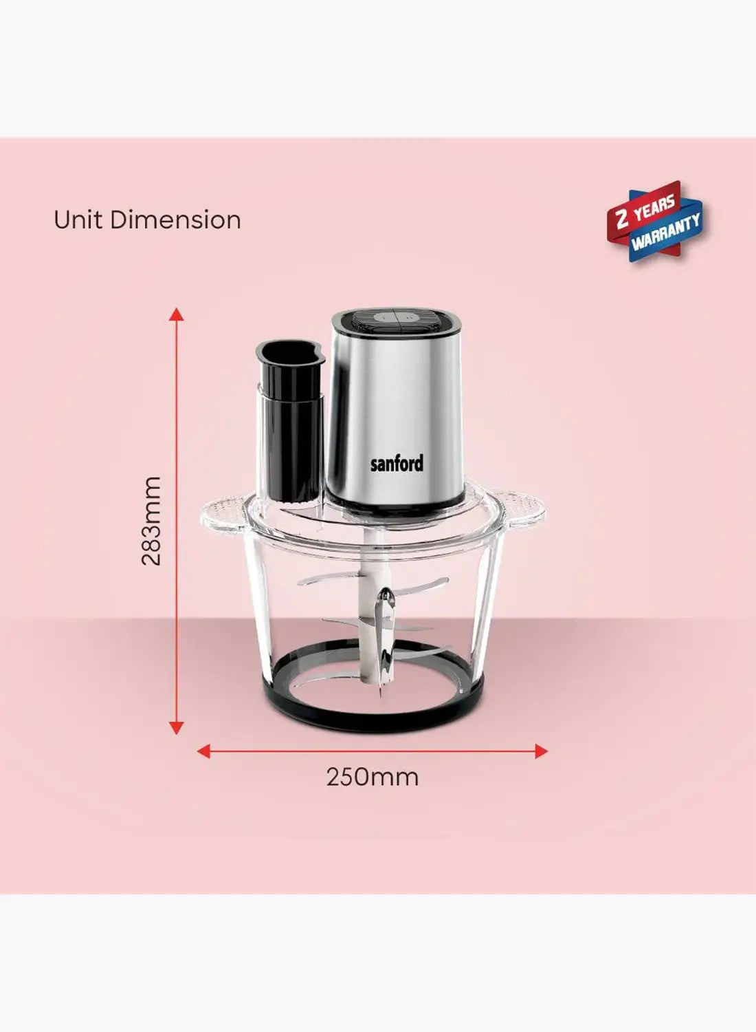 Sanford SF5580FC Food Chopper 3.0L 500W | 6-in-1 Multifunction | Glass Bowl | Copper Motor | Dual Speed | Stainless Steel Blades