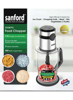 Sanford SF5587FC BS Food Chopper 2.0L 400W | 3-Layer Stainless Steel Blades | 2 Speed | Meat & Vegetable Chopper | Ice Crush