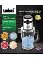 Sanford SF5587FC BS Food Chopper 2.0L 400W | 3-Layer Stainless Steel Blades | 2 Speed | Meat & Vegetable Chopper | Ice Crush