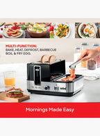 Sanford SF5744BT BS Breakfast Maker 1400W | 2 Slice Toaster | Egg Boiler & Omelette Tray | 7 Browning Settings | Black/Silver
