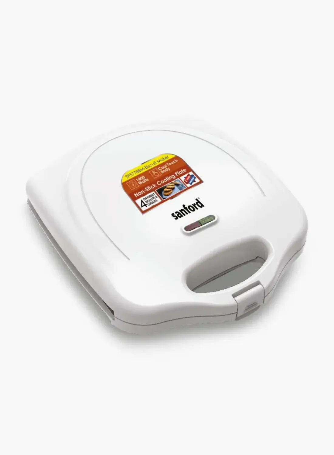 Sanford SF5778BM BS Biscuit & Cookie Maker 1400W | 4 Types Molds | Non-Stick Plates | Thermostatic Control | White