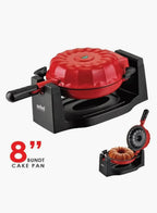 Sanford SF5789BCM BS Bundt Cake Maker 8” 1200W | Rotary Batter Spread | Non-Stick Plates | Power & Ready Indicator | Black/Silver