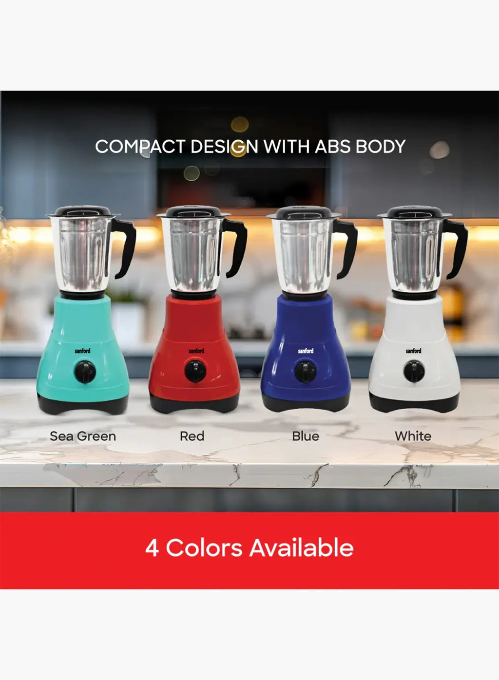 Sanford SF5900GM 2-in-1 Mixer Grinder 550W | 1.2L + 0.4L Jars | Stainless Steel Blades | Compact Design | Made in India