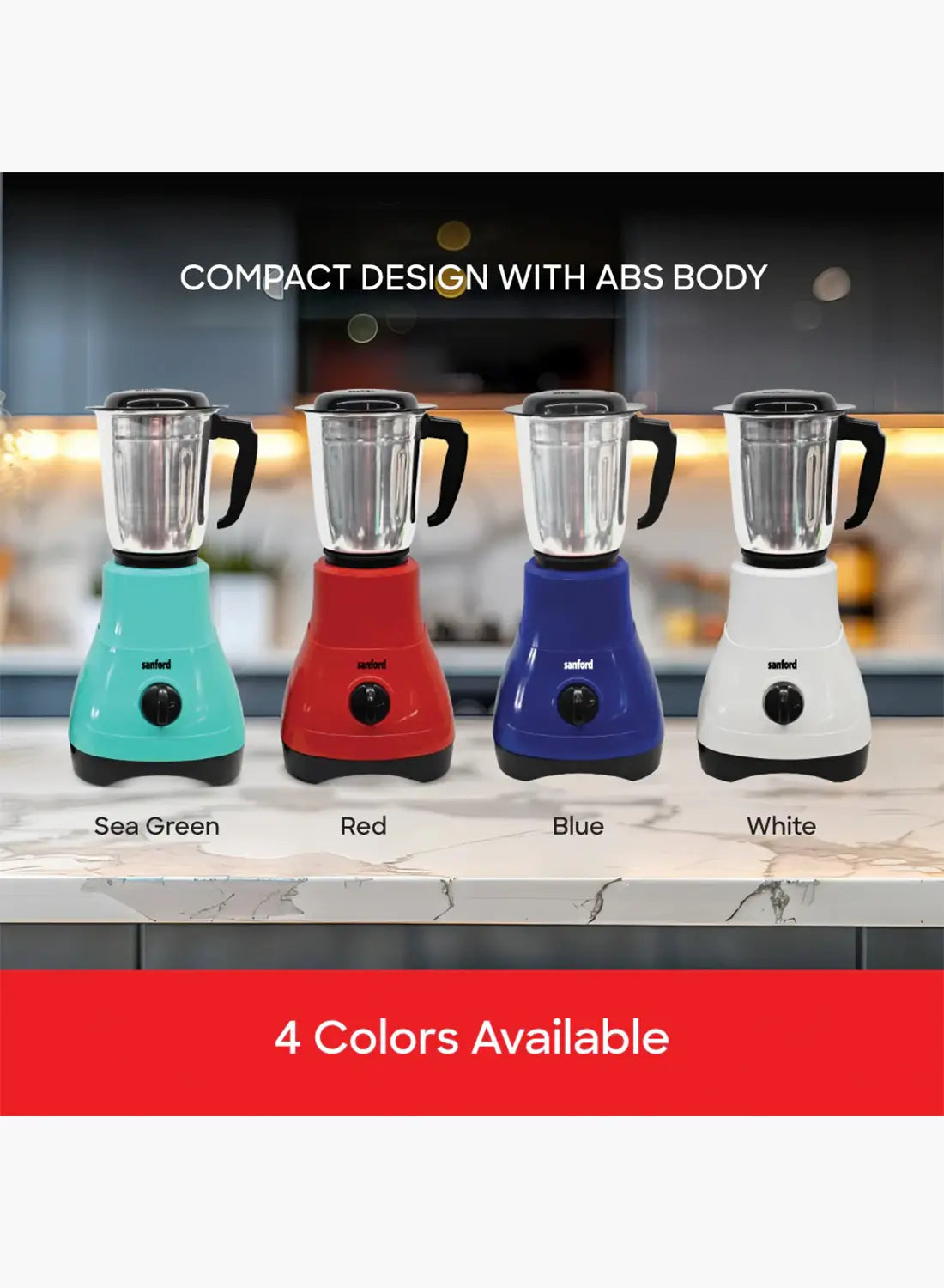 Sanford SF5900GM 2-in-1 Mixer Grinder 550W | 1.2L + 0.4L Jars | Stainless Steel Blades | Compact Design | Made in India