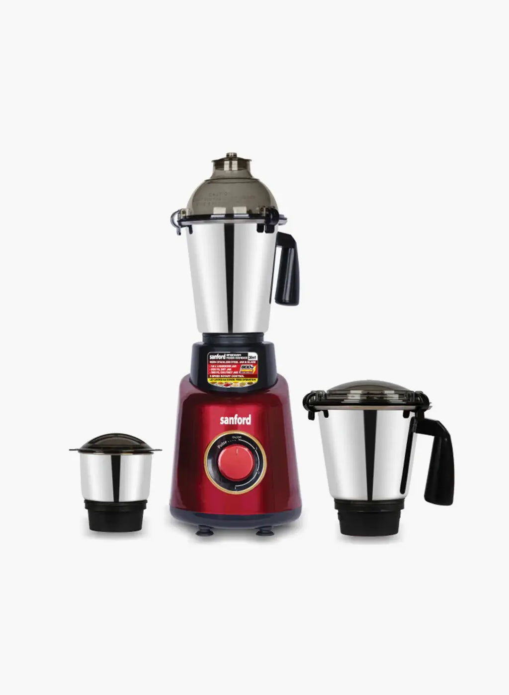 Sanford SF5906GM 3-in-1 Mixer Grinder 800W | 1.5L + 900ml + 350ml Jars | 18000 RPM | Stainless Steel | Made in India