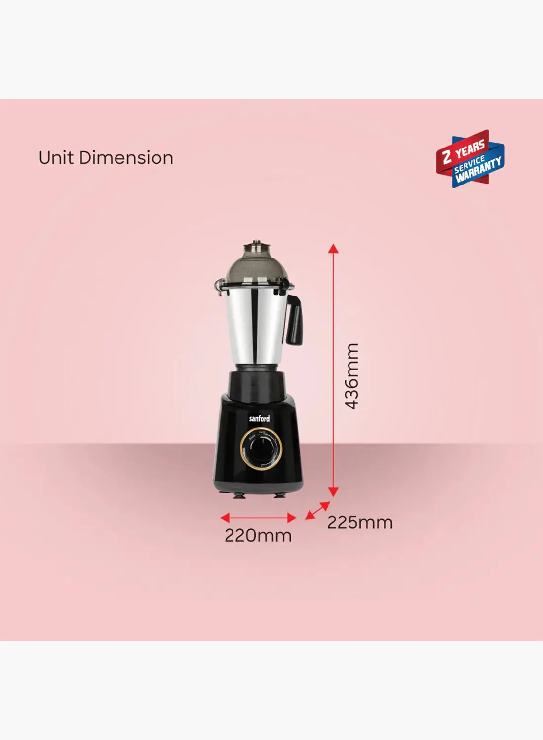 Sanford SF5906GM 3-in-1 Mixer Grinder 800W | 1.5L + 900ml + 350ml Jars | 18000 RPM | Stainless Steel | Made in India