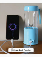 Sanford SF6810BR USB Rechargeable Blender 380ML 60W | 2-in-1 Power Bank | Portable Smoothie Maker | 4000mAh Battery | Sky Blue