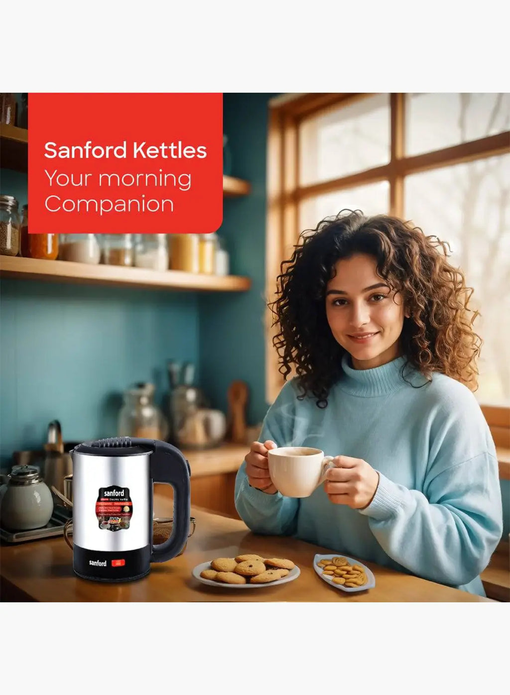 Sanford SF861EK BS Travel Electric Kettle 0.5L 1100W | Stainless Steel | Compact | Auto Shut-Off | Portable