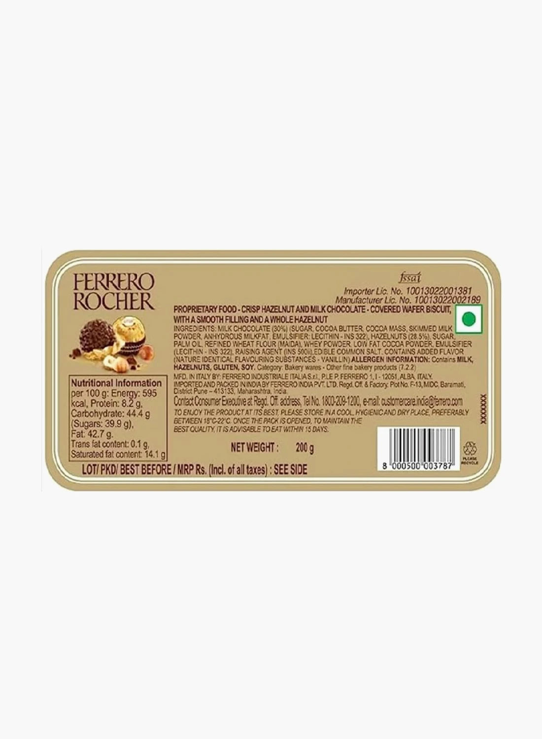 Ferrero Rocher Premium Chocolate Pralines | Hazelnut Milk Chocolate Gift Box | 16 Pieces | 200g