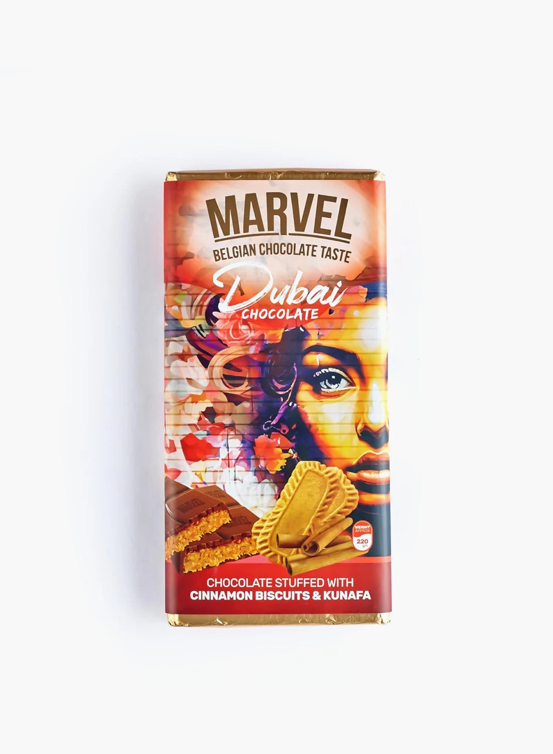 Marvel Milk Chocolate with Kunafa and Cinnamon Biscuits (220g)